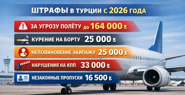 Новые штрафы в Турции с 1 января 2026 года для пассажиров