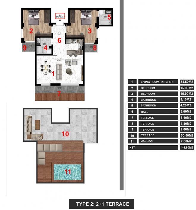 2+1 Penthouse in Bodrum