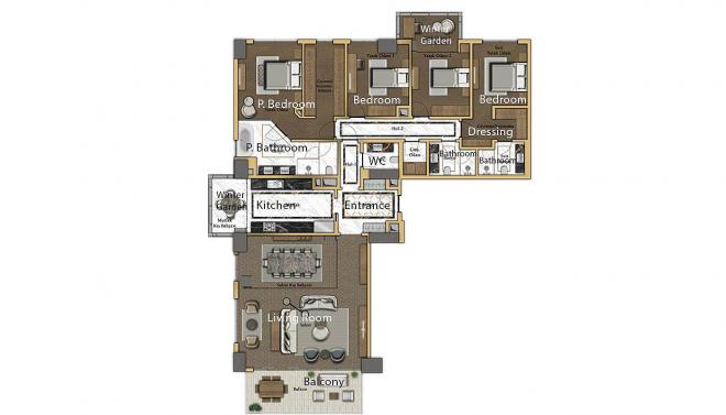 2+1 apartment with sea view in Istanbul