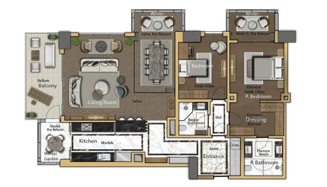 2+1 apartment with sea view in Istanbul