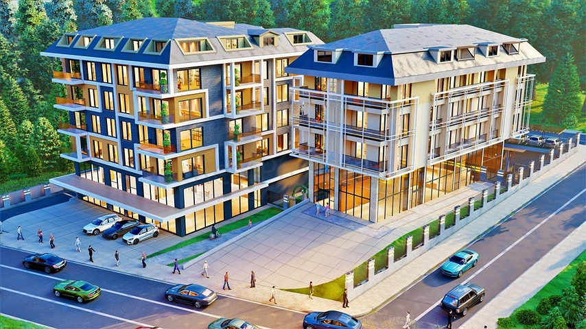 We offer you a project of a complex with infrastructure in the center of Alanya