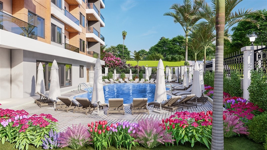 1+1 apartment in a complex under construction in Avsallar