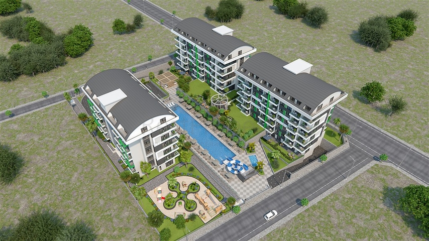 Low-rise complex 350 m from the sea in Kargicak