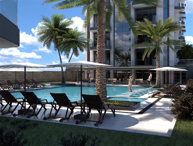 A complex under construction on the first line in the Mahmutlar district 