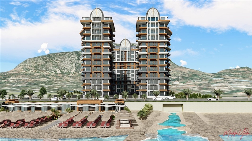 1+1 apartment on the first coastline in Mahmutlar