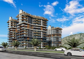 1+1 apartment on the first coastline in Mahmutlar