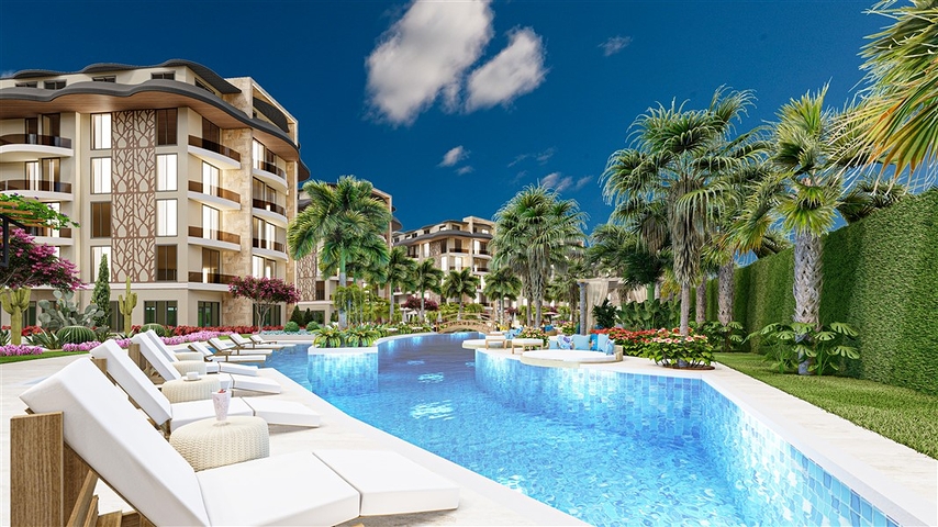 1+1 apartment in the Oba area in a complex with a family concept