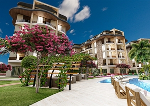 1+1 apartment in the Oba area in a complex with a family concept