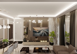 1+1 apartment in a building under construction in Mahmutlar district