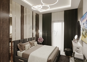 1+1 apartment in a building under construction in Mahmutlar district