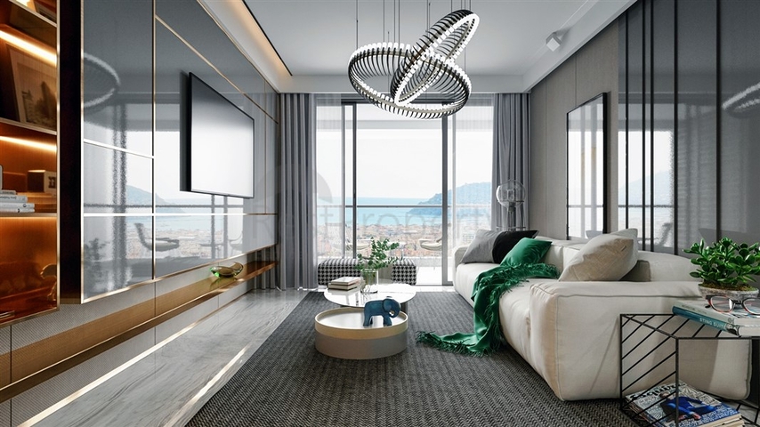 1+1 apartment in a new residential complex in the center of Alanya