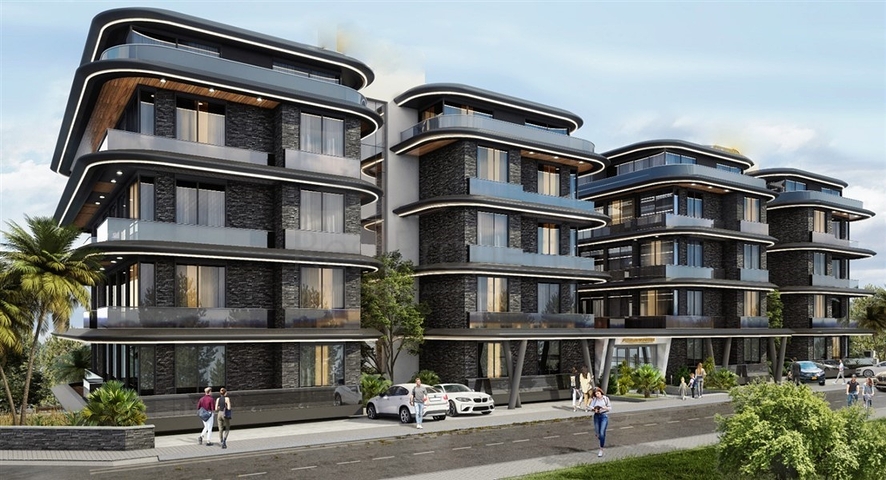 1+1 apartment in a new residential complex in the center of Alanya