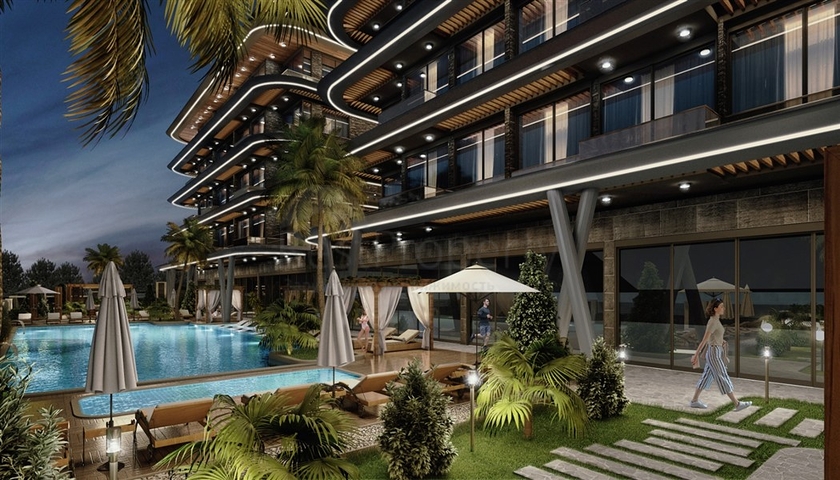 1+1 apartment in a new residential complex in the center of Alanya