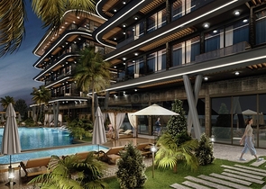 1+1 apartment in a new residential complex in the center of Alanya