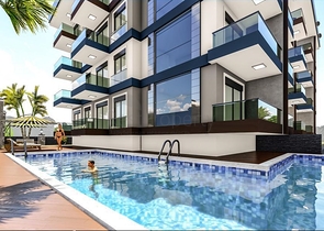 1+1 apartment complex under construction in Mahmutlar district