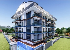 1+1 apartment complex under construction in Mahmutlar district