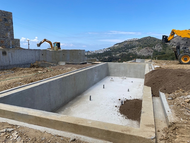 Stone villas overlooking the sea and the historic 