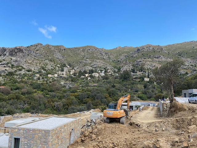 Stone villas overlooking the sea and the historic 