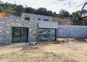 Stone villas overlooking the sea and the historic 
