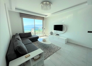 Furnished 1+1 apartment with beautiful sea view in Kargicak area