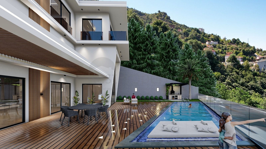 4+1 villa for citizenship in the prestigious area of Alanya Tepe