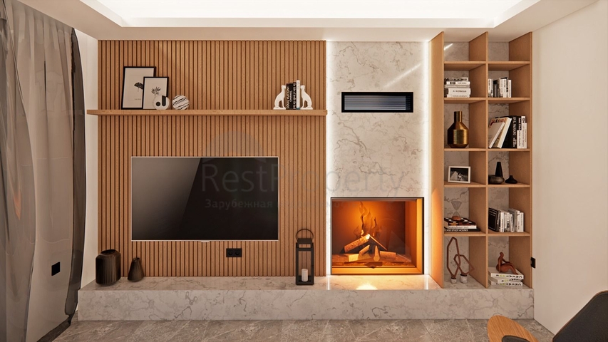 Villas in the picturesque area of Turkbukyu, surrounded by dense greenery. 