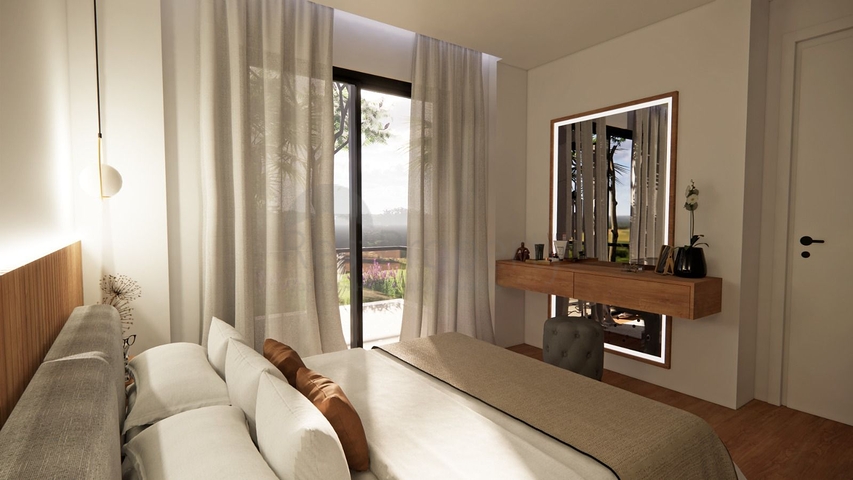 Villas in the picturesque area of Turkbukyu, surrounded by dense greenery. 