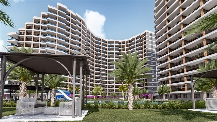 Apartments under construction in one of the resort areas of Mersin