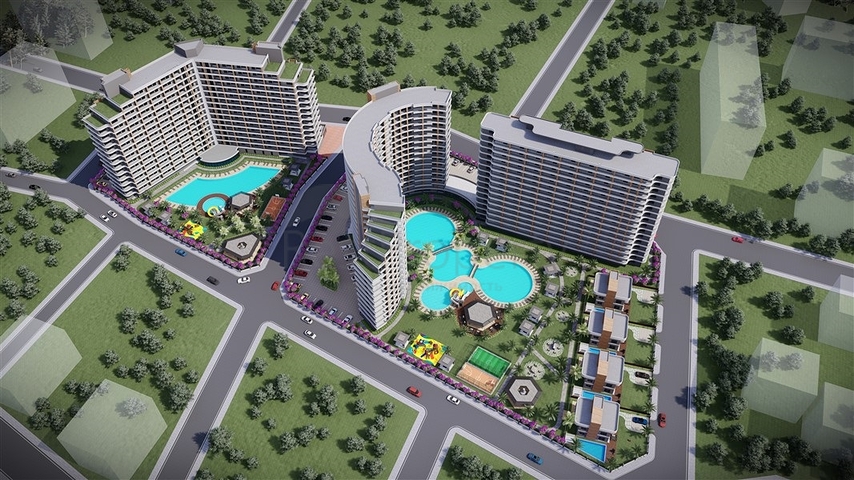 Apartments under construction in one of the resort areas of Mersin