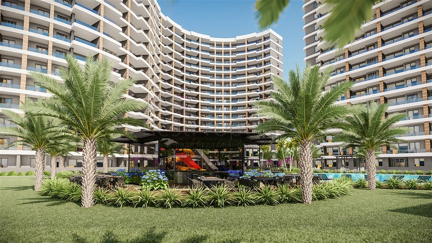 Apartments under construction in one of the resort areas of Mersin