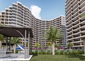 Apartments under construction in one of the resort areas of Mersin