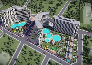 Apartments under construction in one of the resort areas of Mersin