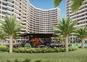 Apartments under construction in one of the resort areas of Mersin