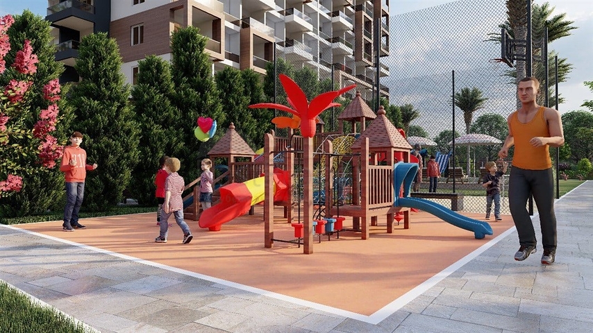 The complex is just 600 meters from the sea in Mersin