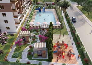 The complex is just 600 meters from the sea in Mersin