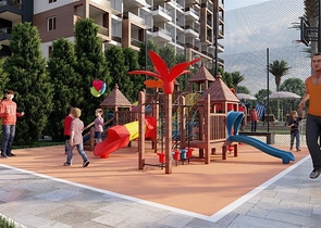 The complex is just 600 meters from the sea in Mersin