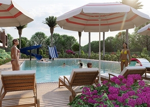 The complex is just 600 meters from the sea in Mersin