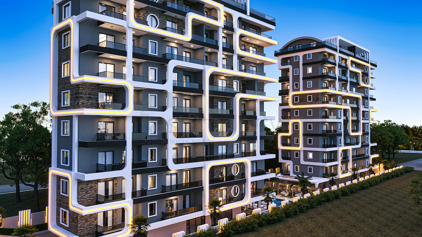 1+1 apartment under construction in Mahmutlar district