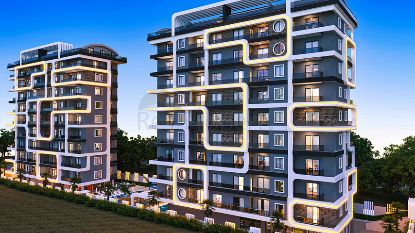 1+1 apartment under construction in Mahmutlar district