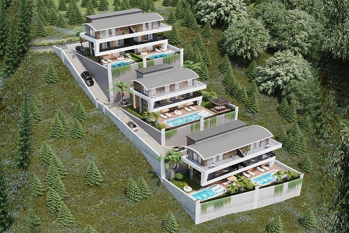 New villa complex with panoramic sea views in Tepe area