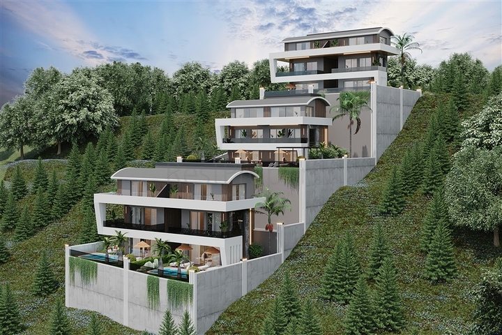 New villa complex with panoramic sea views in Tepe area
