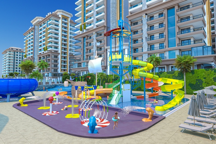 4+1 apartment with separate kitchen in a premium class complex in Mahmutlar district