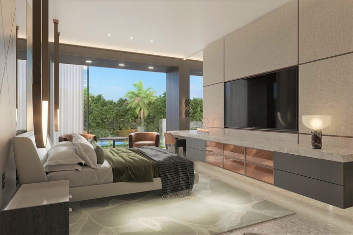Luxury apartment complex on the first line of Bali ocean island