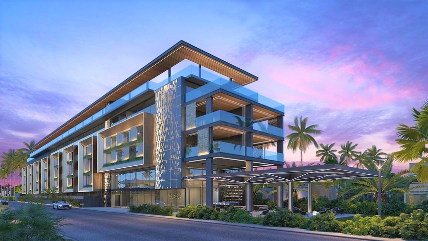 Luxury apartment complex on the first line of Bali ocean island