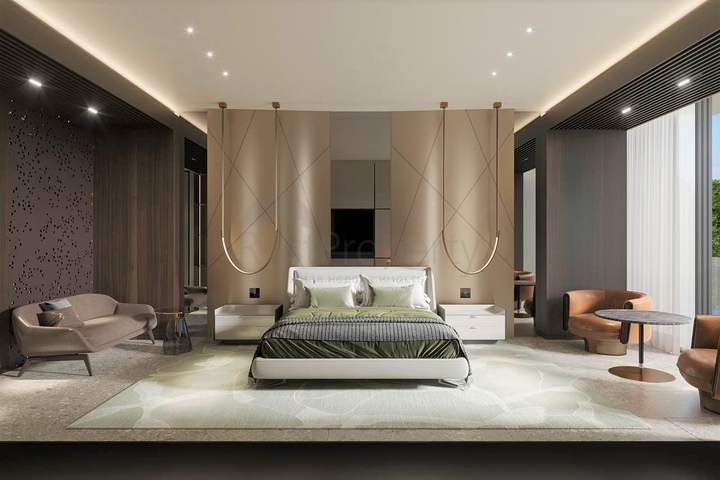 Luxury apartment complex on the first line of Bali ocean island