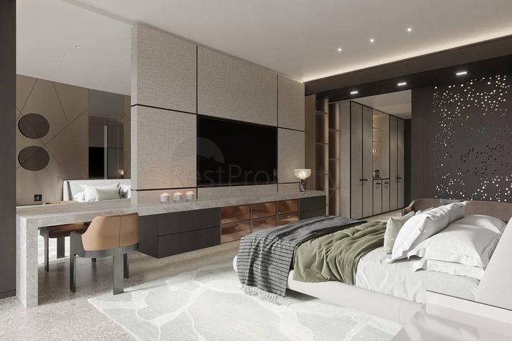 Luxury apartment complex on the first line of Bali ocean island