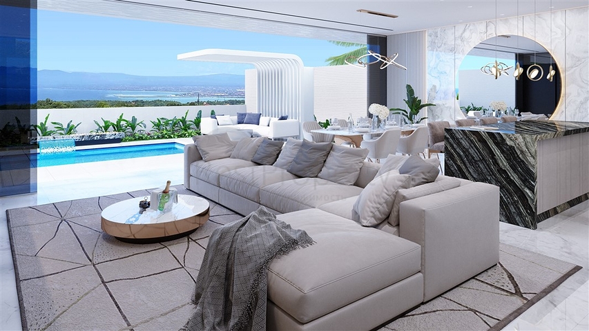 A complex of luxury California-style villas on the Southern slope of Bali Island