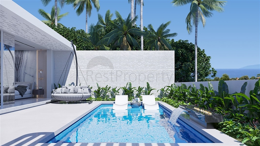 A complex of luxury California-style villas on the Southern slope of Bali Island