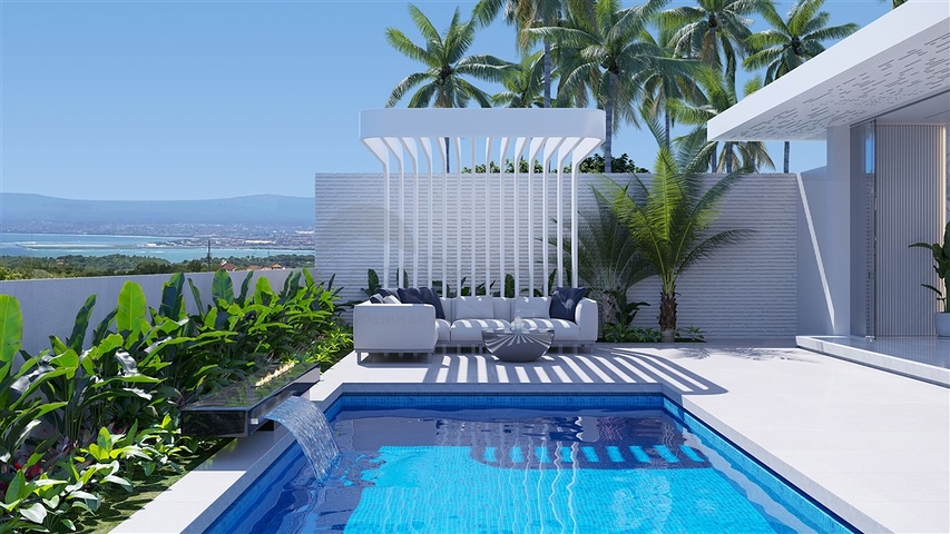 A complex of luxury California-style villas on the Southern slope of Bali Island