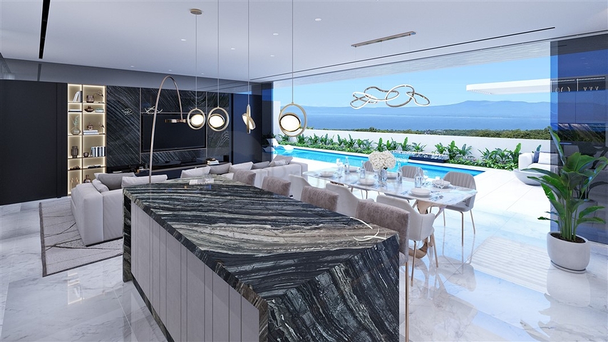 A complex of luxury California-style villas on the Southern slope of Bali Island